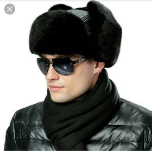 RUSSIAN HAT USSR SOVIET STAR SHEARLING BLK SIZE 61